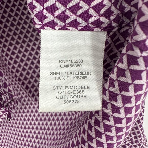 Equipment Femme Lynn‎ Plum Purple Geometric Print Silk Blouse Size Small - Picture 9 of 11